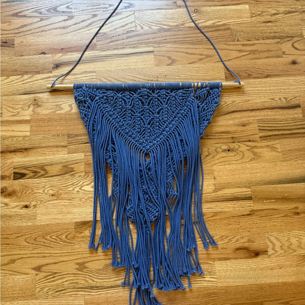 Handcrafted Blue Macrame Wall Hanging Tapestry